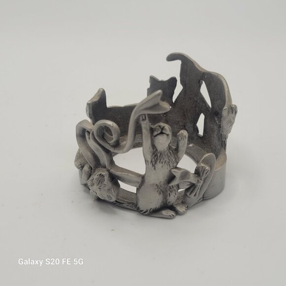 1993 Seagull Canada Pewter Etain Zinn Cats Votive Candle Holder Pewter Base Only - Picture 3 of 11